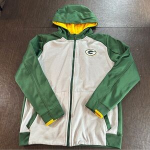 NFL Green Bay Packers Zip Up Hoodie Sweatshirt Green Gray Youth Large (14-16)